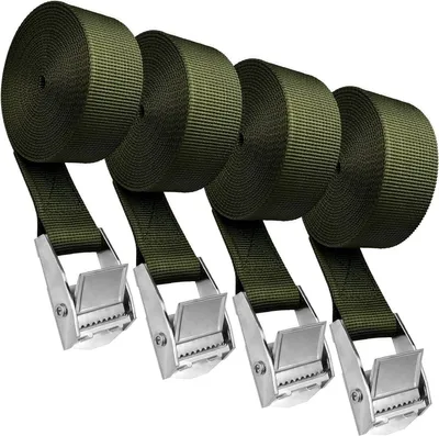 Verstellbare Zurrgurte 2,5 m - Set von 4, Maximal 250 kg, Ideal für Fahrräder, Motorräder und Campingausrüstung