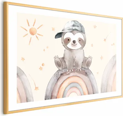 Produktbild von Posterpapier Poster - Little Animal Among Stars and Rainbows 30x21 cm Für Kinder e-C-10060-ao-a