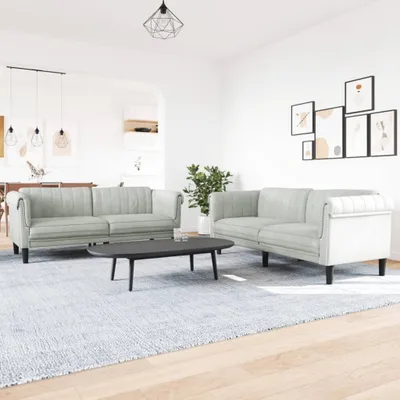 Image de Maison Exclusive - Ensemble de canapés 2 pièces en velours gris clair