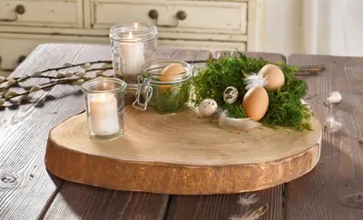 Image de Disque décoratif "Wood" Ø 40 cm Disque d'arbre en bois, planche de service, planche à bougies