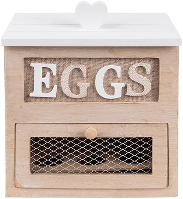 Produktbild von Eierschrank Holz mit Drahtgitter 18x9x20 cm Braun Weiß Clayre & Eef 6H2271