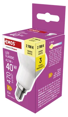 Zdjęcie produktu dla Emos ZQ7E21 Classic R50 / E14 / 42 W (40 W) / 470 lm / teplá bílá