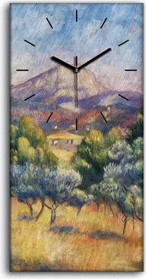 Produktbild von Küchenuhr Bürouhr Leinwand Uhr 30x60 Malerei Wald Bäume Berg Landschaft Kunst - schwarze Hände