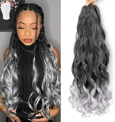 Imagen del producto de Cabello rizado trenzado, 24 pulgadas, 8 paquetes, ideal para peinados con trenzas