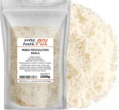 Zdjęcie produktu dla MĄKA MIGDAŁOWA BEZ SKÓRKI 1kg Mielone migdały naturalna dieta keto Kol-Pol