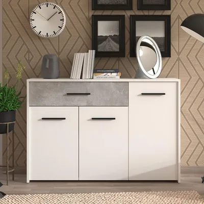 Immagine prodotto di Dmora Credenza Sanza 119x33x81h cm Bianco, un Cassetto 2 Ripiani