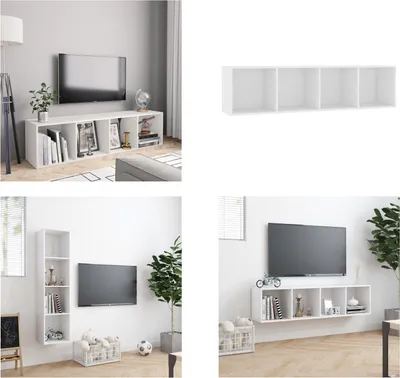 Produktbild von vidaXL Bücherregal/TV Schrank Weiß 143×30×36 cm - Bücherschrank - Bücherschränke - Wandregal - Wandregale