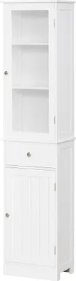 Obrázek produktu pro Koupelnová skříňka - Vysoká skříňka - 2 dvířka - 5 polic - 1 zásuvka - 40 x 27 x 171,5 cm - Vlastní montáž
