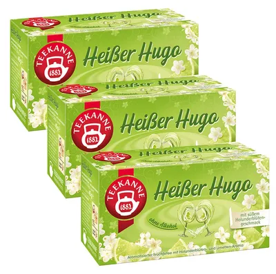Zdjęcie produktu dla Czajniczek Hot Hugo o smaku czarnego bzu i limonki 45g 6-pak