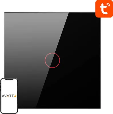 Image de Avatto Zigbee Touch Switch Zts02-Eu-B1 Single Tuya (Noir)