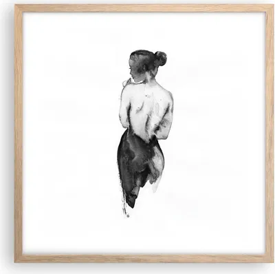 Produktbild von Gerahmtes Poster - Rahmen in heller Eiche - Aquarell Frau Nacktheit - 50x50 cm - Wand Bild - Wanddeko - Wandbilder - Kunstposter - Wandposter - Bilderrahmen - Bilder - Kunstdruck - P2NAC50x50-4721
