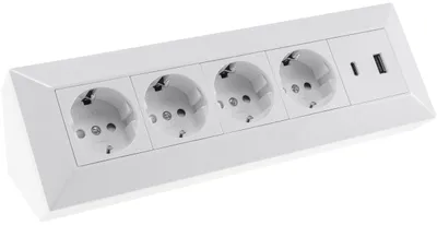 Immagine prodotto di blocco presa a 4 vie USB-A+C, bianco 250V~/16A USB 3.1A montato in superficie