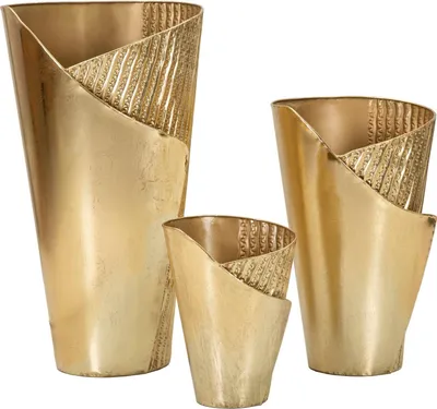 Immagine prodotto di FURNLUX Vaso Flossy Gold 39cm (3 pezzi) / Colore principale: Oro / Dimensioni: 39 x 75 x 42 cm