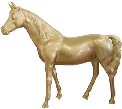 Produktbild von Casa Padrino Designer Dekofigur Pferd Gold 220 x H. 190 cm - Riesige Wetterbeständige Deko Skulptur - Gartendeko Tierfigur