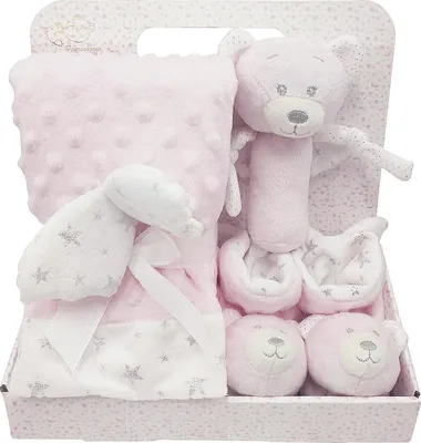 Produktbild von ToyToyToy Babydecke + Schuhe Plüschbär rosa