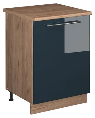 Obrázok produktu pre Spodná skrinka pod drez Vicco Fame-Line Tmavo modrá vysoký lesk/Dub Goldkraft 60 cm, Model 63397