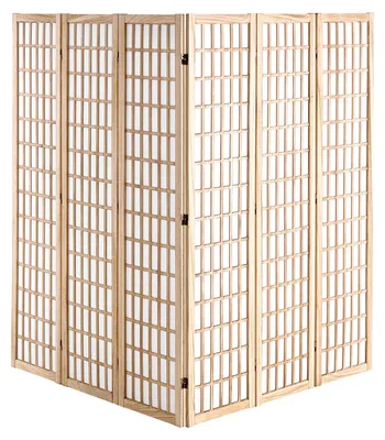 Produktbild von 6-teiliger japanischer Raumteiler faltbarer Sichtschutz aus Holz für den Innenbereich