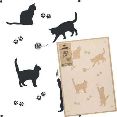 Produktbild von Große Malschablonen M 43x64 cm, Katze Haustier Tier Muster, Wiederverwendbare Kunststoff Wandschablone