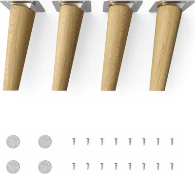Produktbild von 4x sossai Holzfüße rund - schräge Ausführung 15cm Eiche