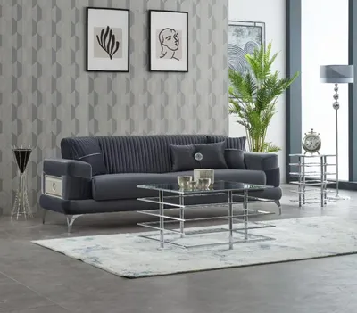 Produktbild von Stoffsofa Couch Luxus Dreisitzer Polstersofa Sofa 3 Sitzer Grau Couchen