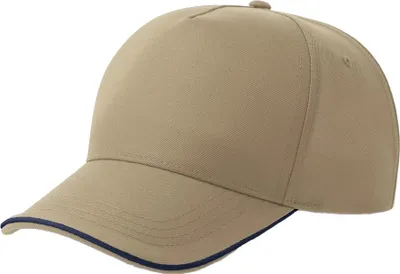 Image de Atlantis Headwear - Casquette de baseball « Recy Five Piping » pour hommes/femmes, unie, structurée, matière recyclée AB742 (taille unique) (kaki-marron/marine)