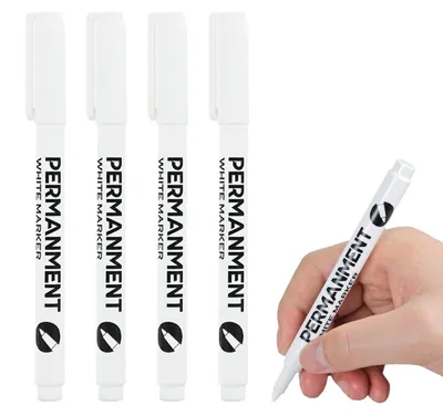 Image de 4 stylos feutres, blanc, 1 mm, feutres acryliques fins, à base d'eau