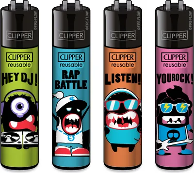 Zdjęcie produktu dla Zestaw 4 zapalniczek Clipper®: Music Monsterz