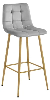Immagine prodotto di Sgabello Arceto in velluto grigio chiaro e gambe rovere