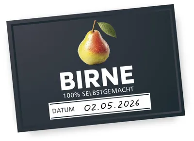 Produktbild von Itenga 50 x Marmeladenetikett Birne - schwarz - rechteckig 6x4cm