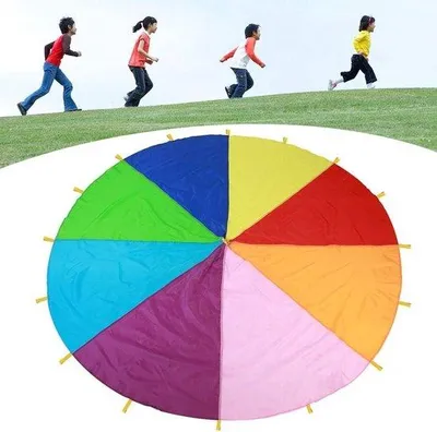 Immagine prodotto di Paracadute-ombrello colorato per bambini, gioco all'aperto, 16 maniglie