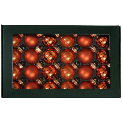 Produktbild von Kleine Baumkugeln aus Glas Ø 2,5 cm - Christbaumkugeln Baumschmuck Christbaumschmuck Weihnachtsbaumschmuck Weihnachtsbaumkugeln - 24 Stück Mandarin