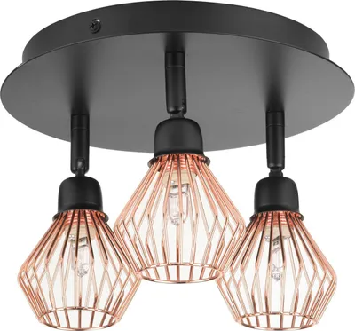 Produktbild von BELIANI Deckenleuchte Schwarz Kupfer Metall 3-flammig verstallbar mit Gitter Industrie Look Moderne Wandleuchte