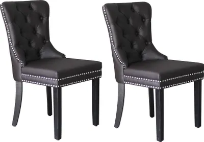 Produktbild von byLIVING Esszimmerstuhl 2er Set DOMINO / Kunstleder dunkelbraun / Gestell Massivholz schwarz / B 48,5, H 93, T 61 cm