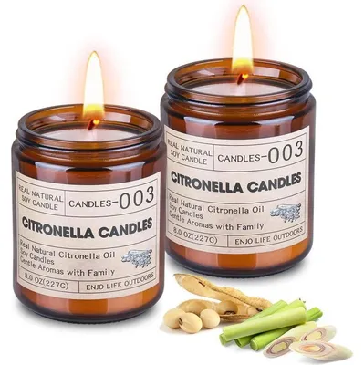 Produktbild von Citronella Kerze Groß 240 Std Sojawachs Outdoor Braun 2er Set