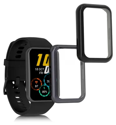 Produktbild von kwmobile 2x Silikon Hülle für Huawei Watch Fit 2 Schutzhülle - Fullbody Display Cover Set aus Silikon - Schwarz Anthrazit