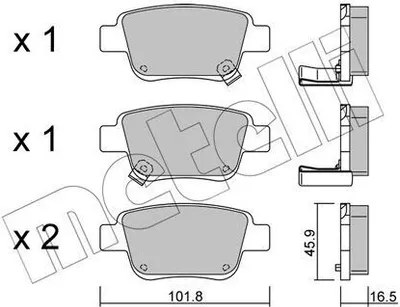 Produktbild von METELLI Bremsbeläge Satz Hinten Bremsklötze für TOYOTA AVENSIS Kombi (T25) 22-0451-0