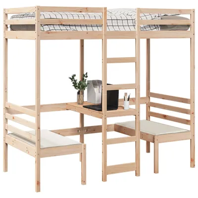 Image de Maison Exclusive - Lit mezzanine avec bureau et chaises 90x200 cm pin massif