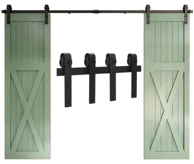 Schiebetürbeschlag 244 cm, für Doppeltüren, Aluminium, bis 150 kg