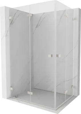 Produktbild von Mexen Lunar-F Duo Duschkabine faltbar 85 x 75 cm, transparent, gebürstetes Nickel - 836-085L-075P-97-00