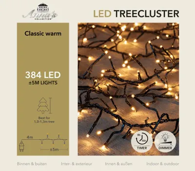 Productafbeelding van Kerstverlichting 1-1,3 meter treecluster 5 meter / 384 LED classic warm met timer Anna's collection