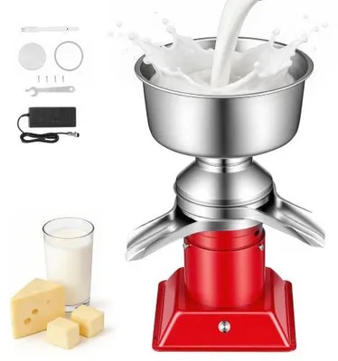 Immagine prodotto di VEVOR Separatore di Latte Elettrico 40 W Centrifuga per Latte Elettrica 60 L/h Controllo a Pulsante, Separatore Panna 10500 giri/min Acciaio Inox 304 Centrifuga Panna con Serbatoio da 4,5 L da Cucina