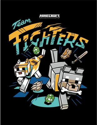 Image de Minecraft - Poster encadré "Team Fighters", imprimé PM11115 (taille unique) (Gris/Jaune/Bleu)