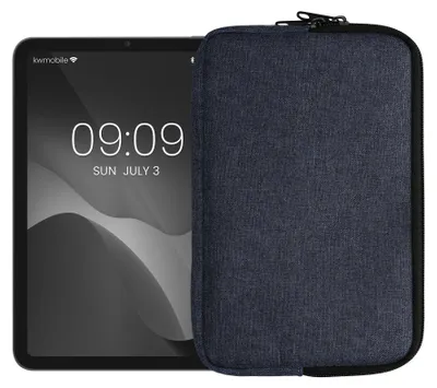 Produktbild von kwmobile Schutzhülle aus Stoff kompatibel mit 8"-8,4" Tablet Hülle - Stoffhülle für Tablet mit Reißverschluss - Dunkelblau