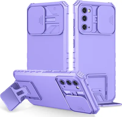 Produktbild von Galaxy S20 FE Hülle, Dual Layer Ständer Schutzhülle mit Schiebe Kamera Schutz für Samsung Galaxy S20 FE/S20 FE 5G/S20 FE 2022 Lila