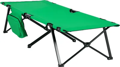 Produktbild von Campingbett Feldbett Klappbett klappbar mit Seitentasche Getränkehalter bis 136 kg belastbar Stahl Oxford Grün+Schwarz 190 x 65 x 40 cm