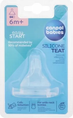 Zdjęcie produktu dla Canpol, smoczek do butelek szerokich, silikonowy, EasyStart, redni, 1 sztuka