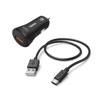 Zdjęcie produktu dla Samochodowy zestaw do ładowania, USB Type-C, QC 3.0, 3 A, czarny (00183231)