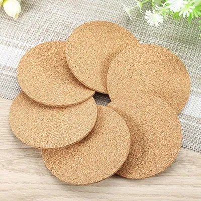Productafbeelding van Set van 8 Kurken Onderzetters Rond 10 cm - Hittebestendig en Antislip