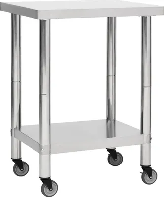 Obrázok produktu pre Kuchynský pracovný stôl s kolieskami 80x45x85 cm nerezový
