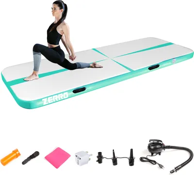 Produktbild von CCLIFE Air Tracking Matte Airtrack 300×100×10cm Turnmatte Aufblasbar Klappbar mit Elektrischer Luftpumpe Yogamatte  Trainingsmatte Grün